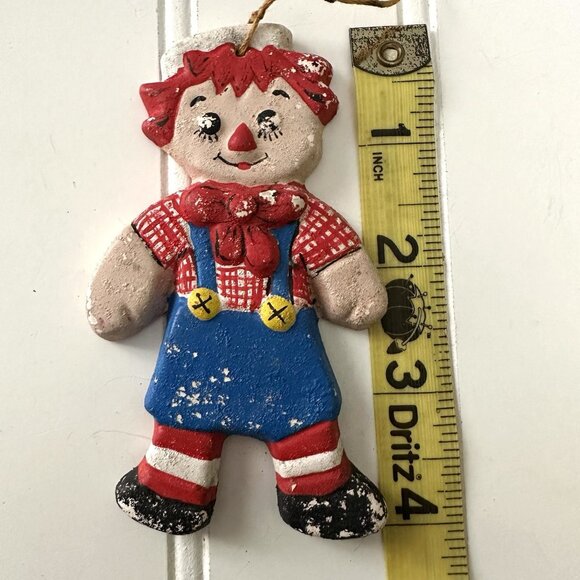 Vintage Retro 1972 Raggedy Andy Hand Painted Ceramic Christmas Ornament 4" tall - Picture 4 of 7